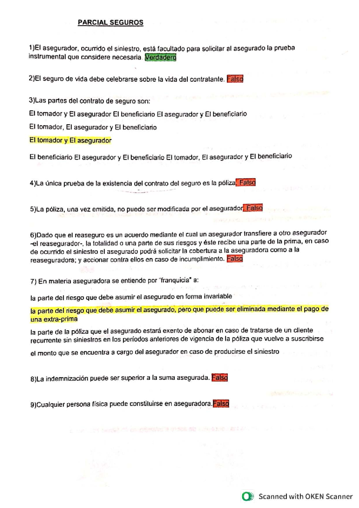 2do Parcial de Seguros: Preguntas y Respuestas Clave - Studocu