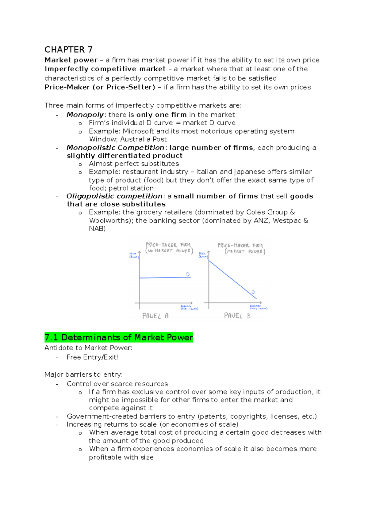 Wk 7 - Microeconomics 1 week 7 lecture notes - CHAPTER 7 Market power ...