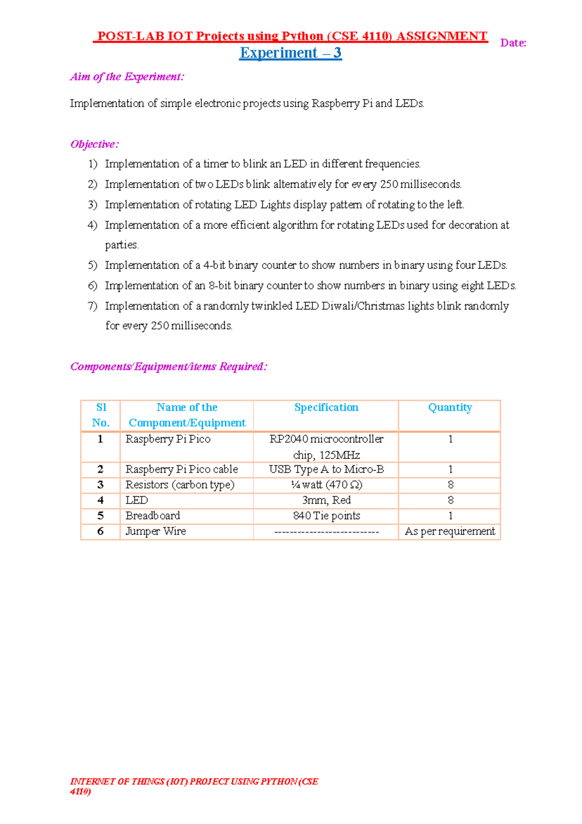 Post-Lab Assignment - Experiment 3: IOT Projects in Python (CSE 4110 ...