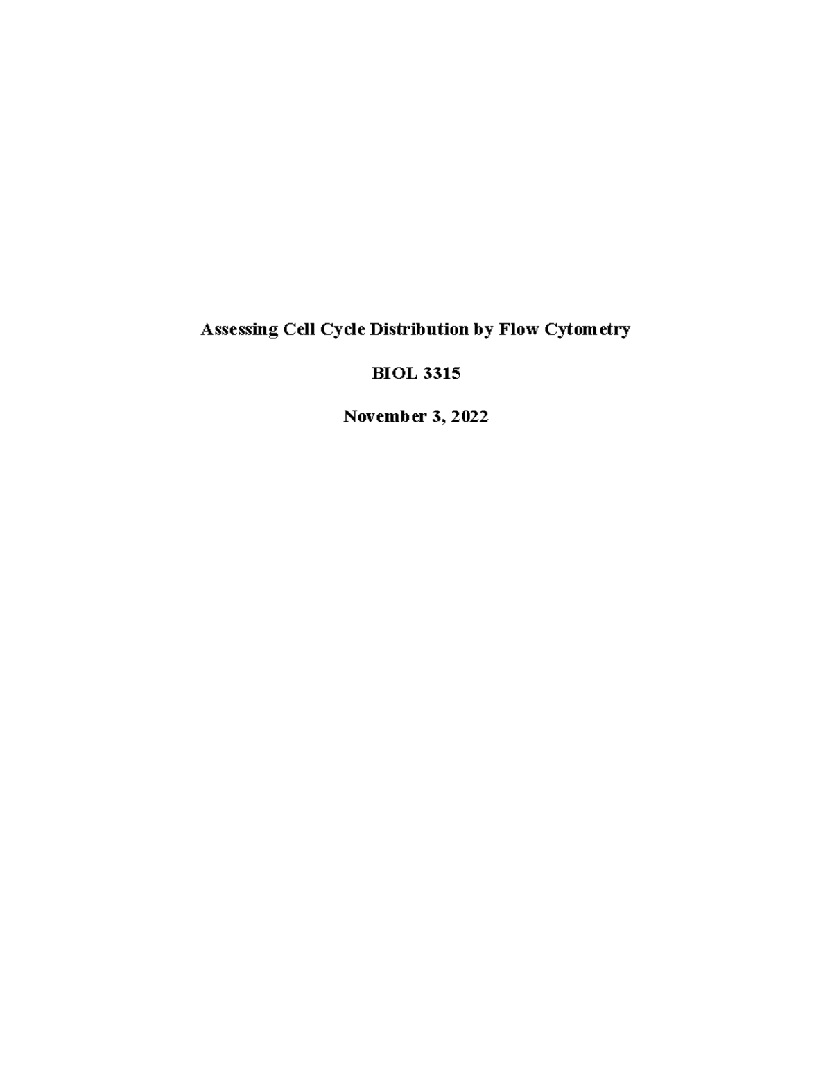 BIOL 3315: Lab Report on Cell Cycle Distribution via Flow Cytometry ...