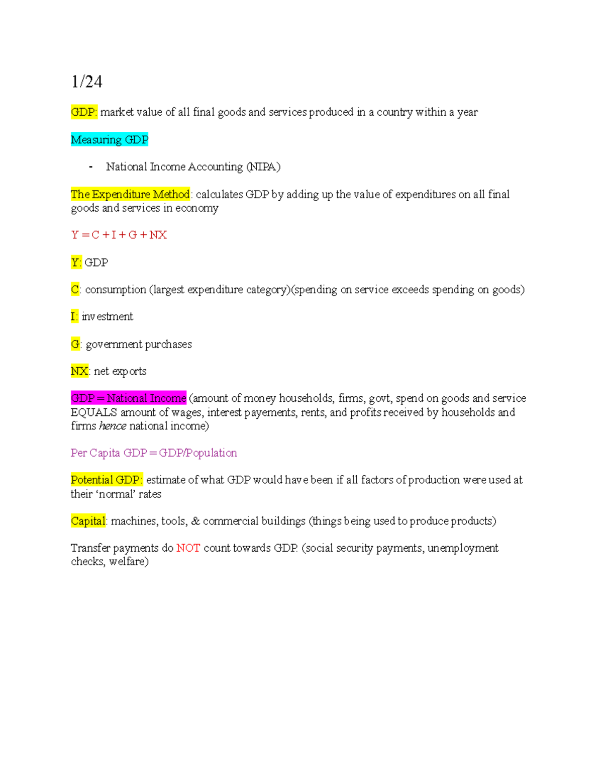 Macroeconomics Notes: Understanding GDP, National Income, and Economic ...