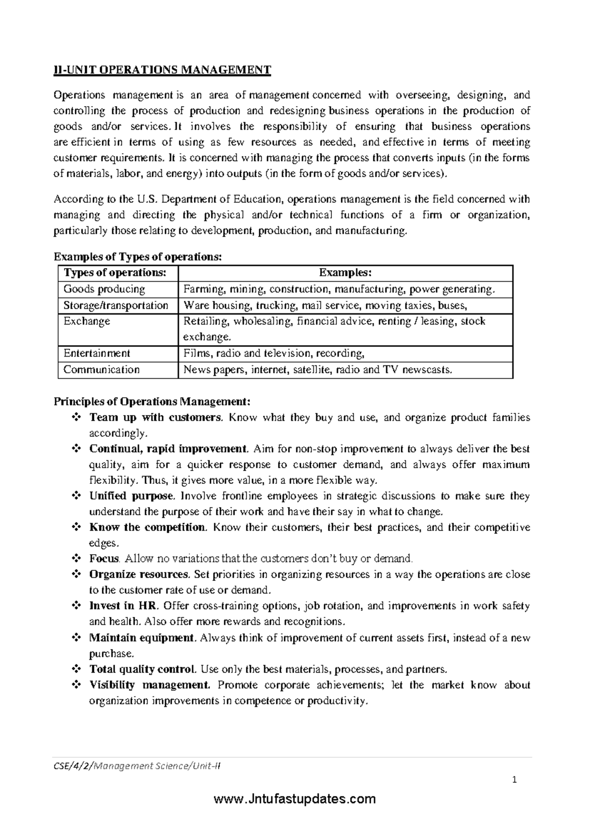 R16 MS - UNIT-2 - Operations Management Notes - Studocu