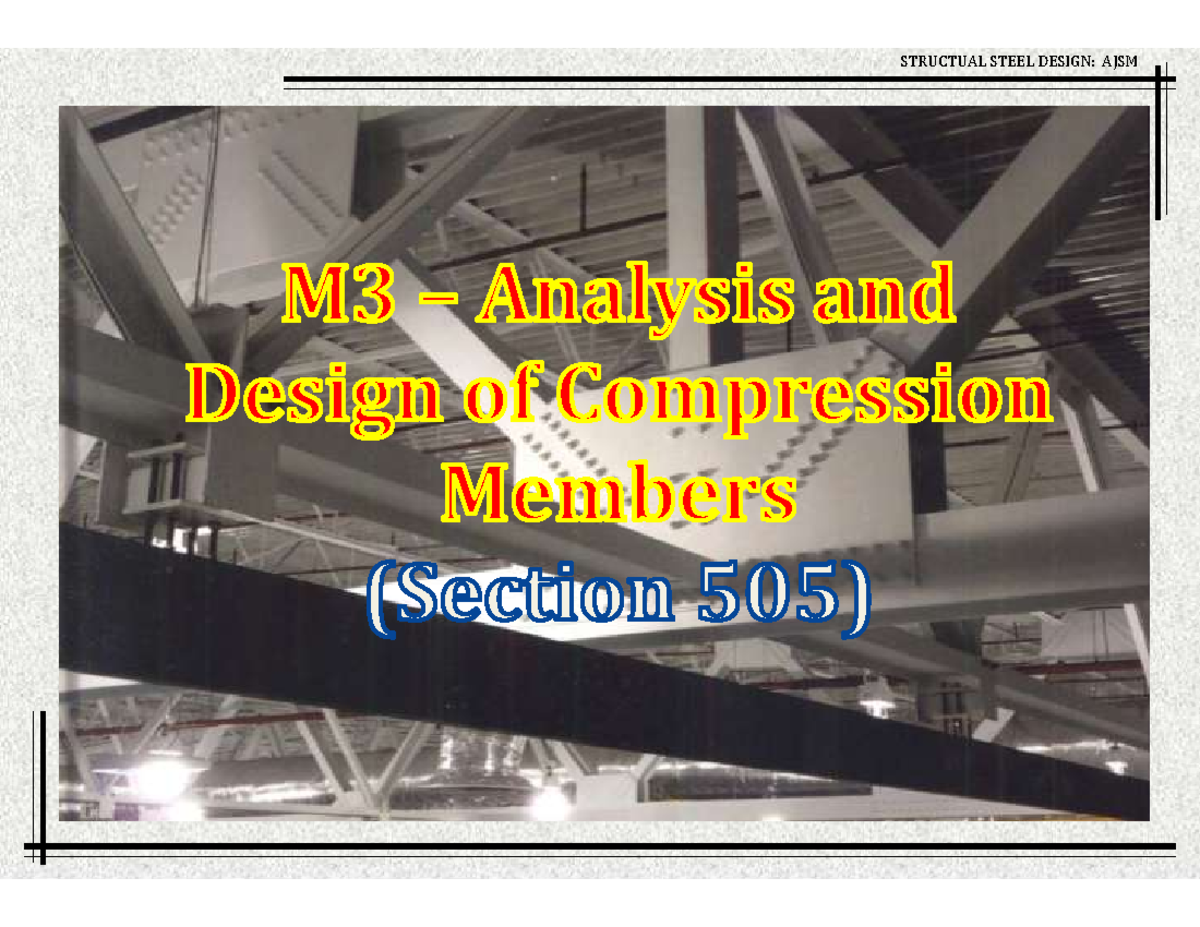Structural Steel Design: AJSM - Analysis & Design of Compression ...
