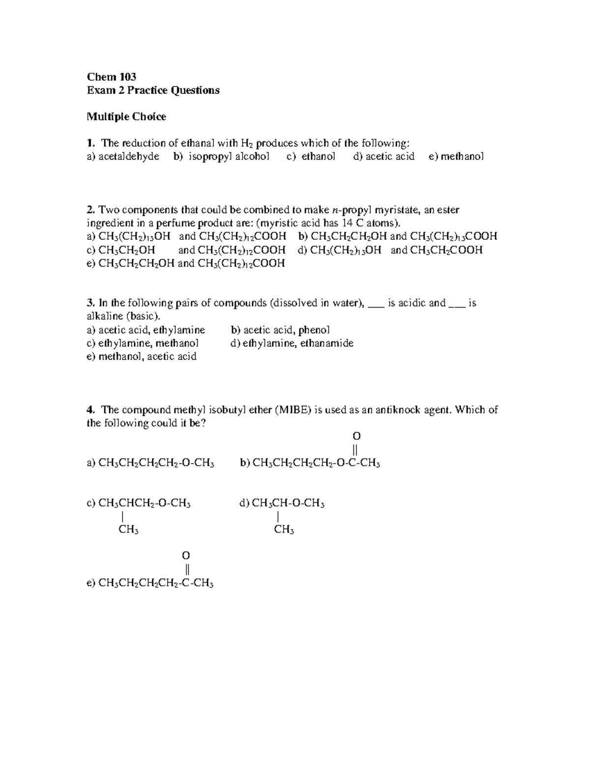 CHEM 103 Midterm Exam 2 Study Guide and Review - Studocu