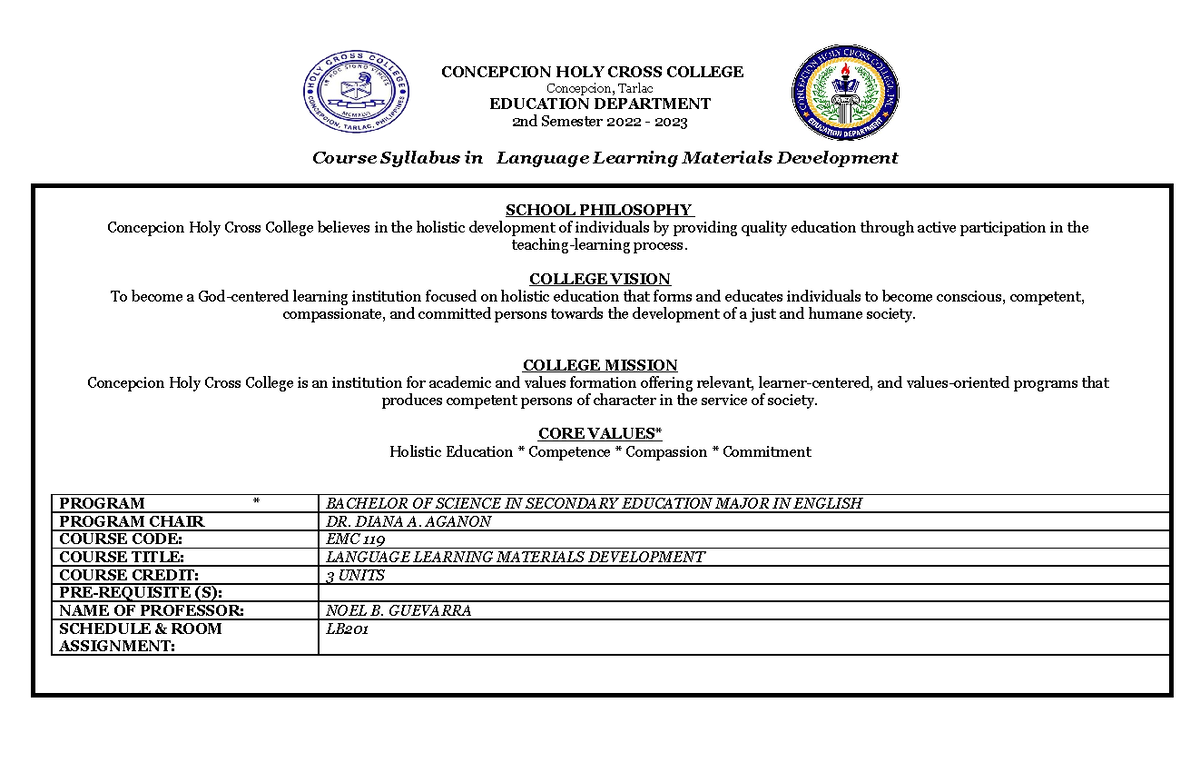 Syllabus EMC 119: Language Learning Materials Development 2022-2023 ...