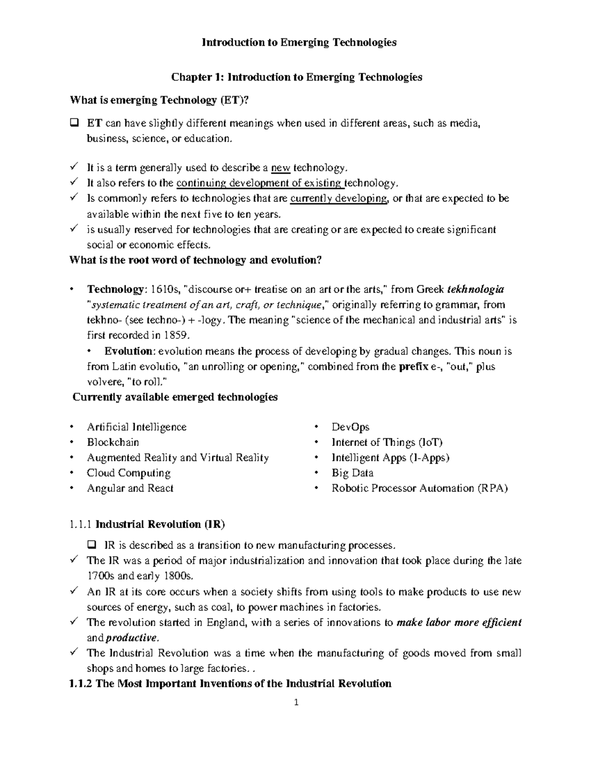 Emerging Technologies Overview: Chapter 1 Insights and Trends - Studocu