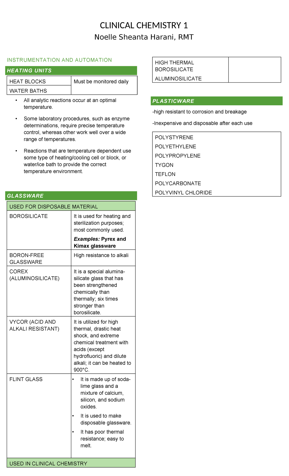 CLINICAL CHEMISTRY 1: Instrumentation & Automation Overview - Studocu