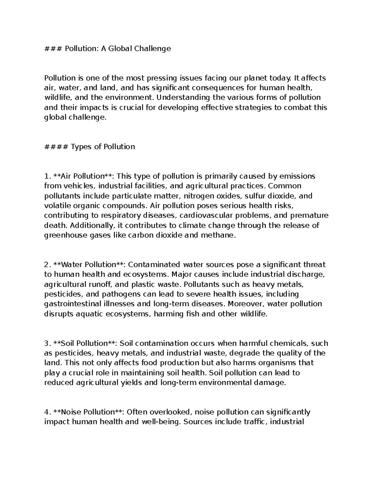 Polution - simple essay about pollution - Pollution: A Global Challenge ...