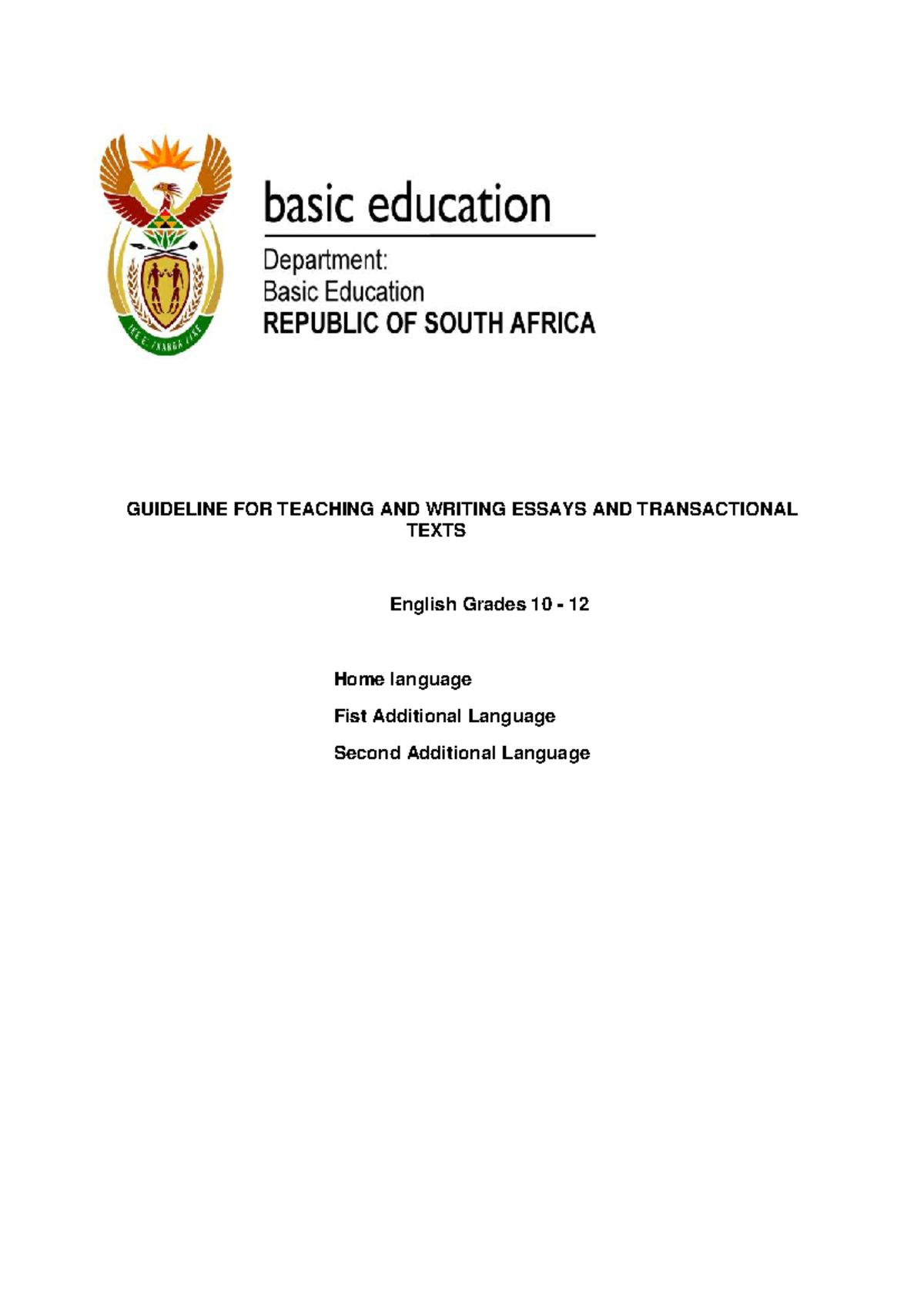 Guideline for Writing Essays & Transactional Texts (Eng Grades 10-12 ...