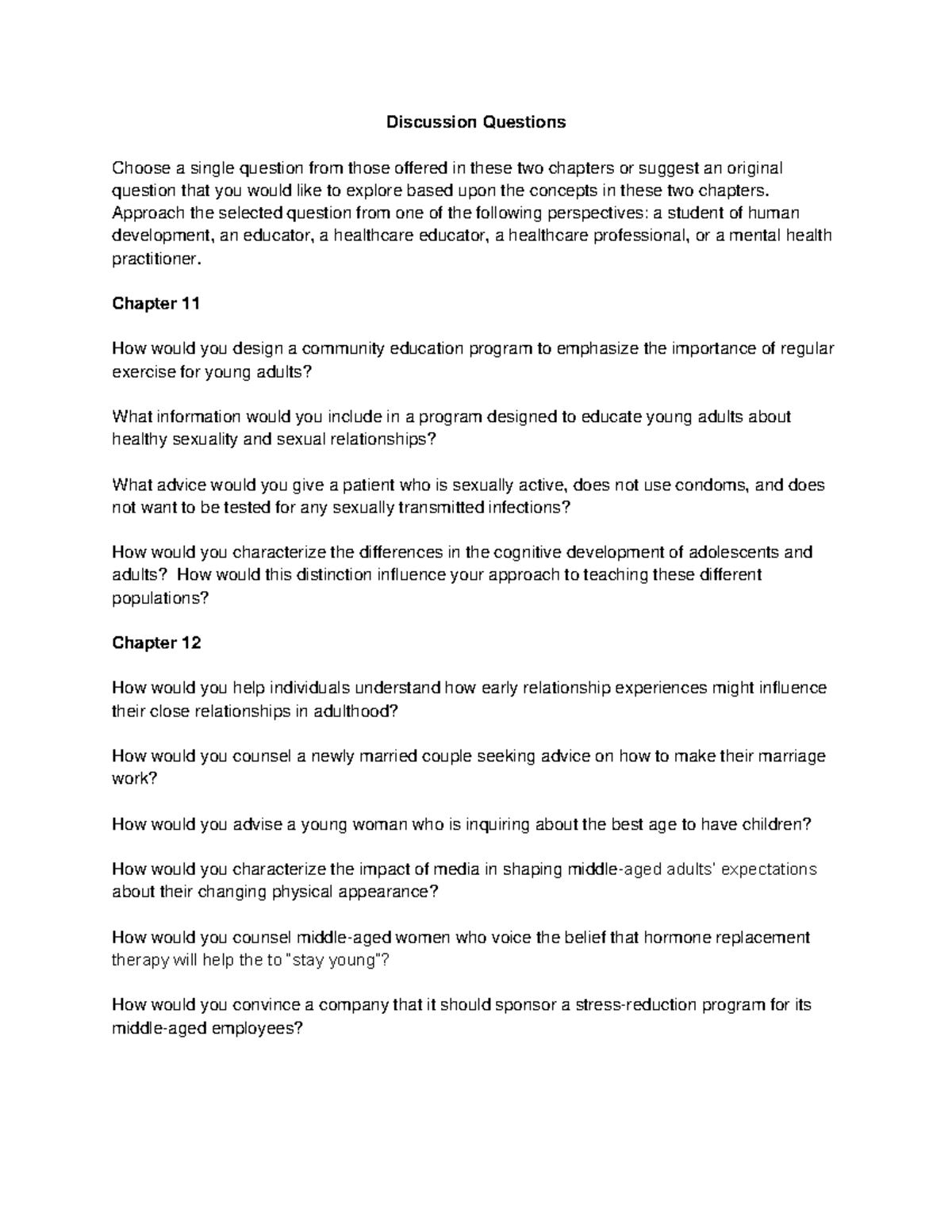 Discussion Questions #7 - Discussion Questions Choose a single question ...