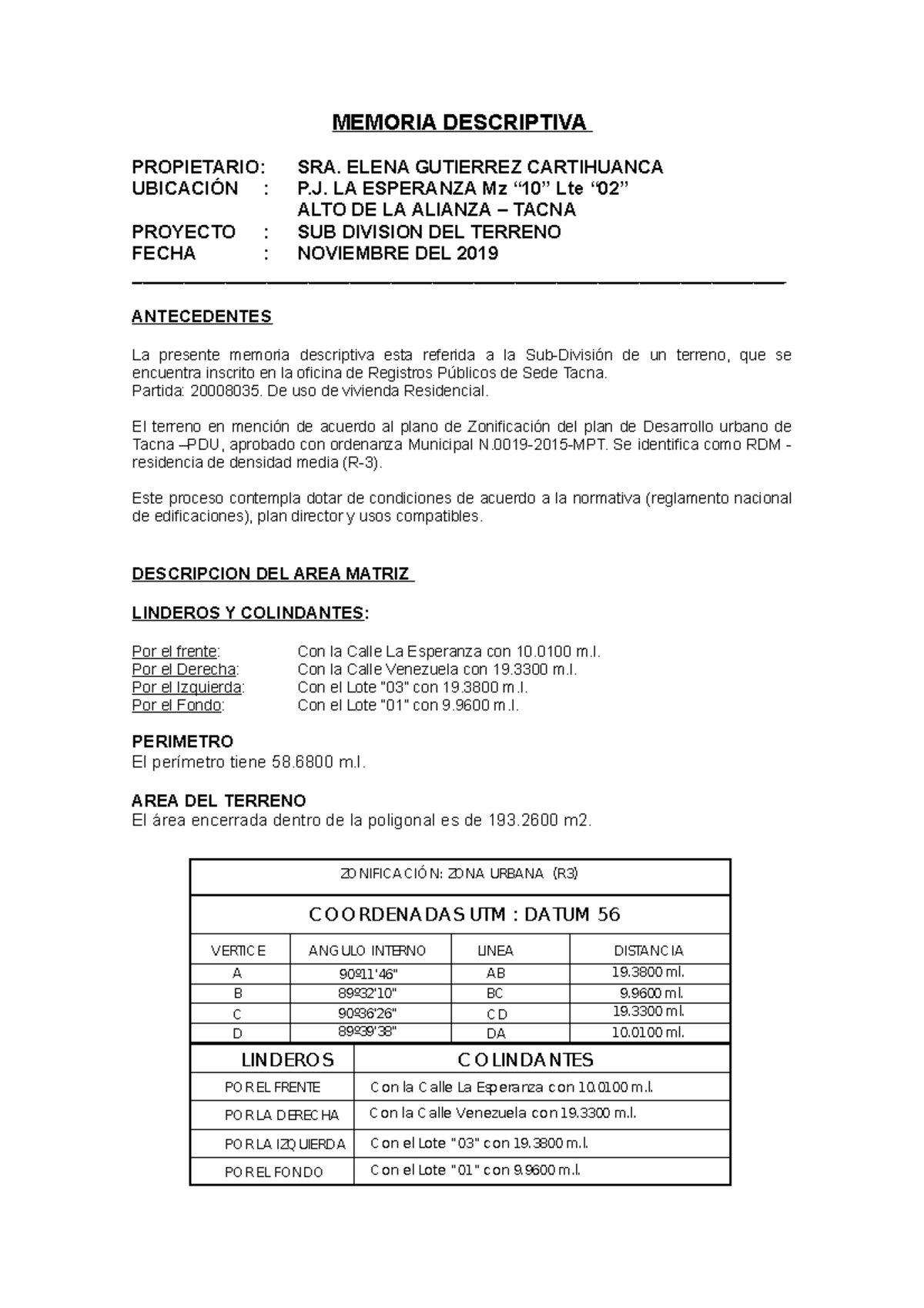 Memoria Descriptiva para Proyecto de Vivienda Unifamiliar R3 - Studocu