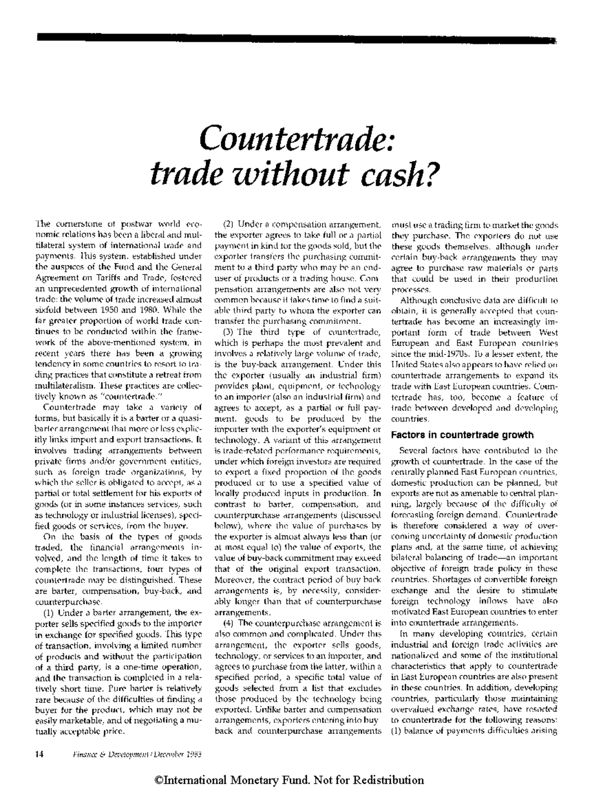 Countertrade: Analyzing Trade Without Cash in Global Economics - Studocu