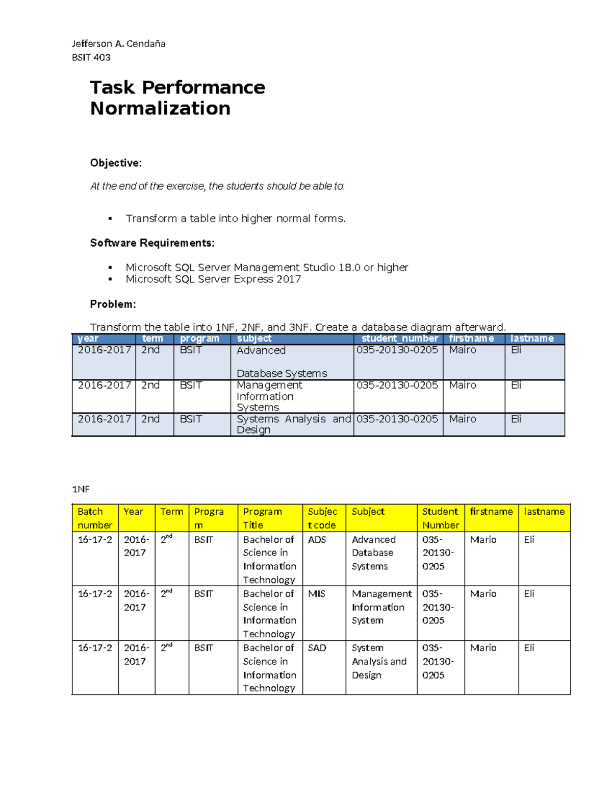Cendaña Jefferson 05 Task Performance 1 - BSIT 403 Task Performance ...