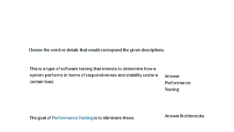 Document 5 - Performance Testing Answer Key - Studocu