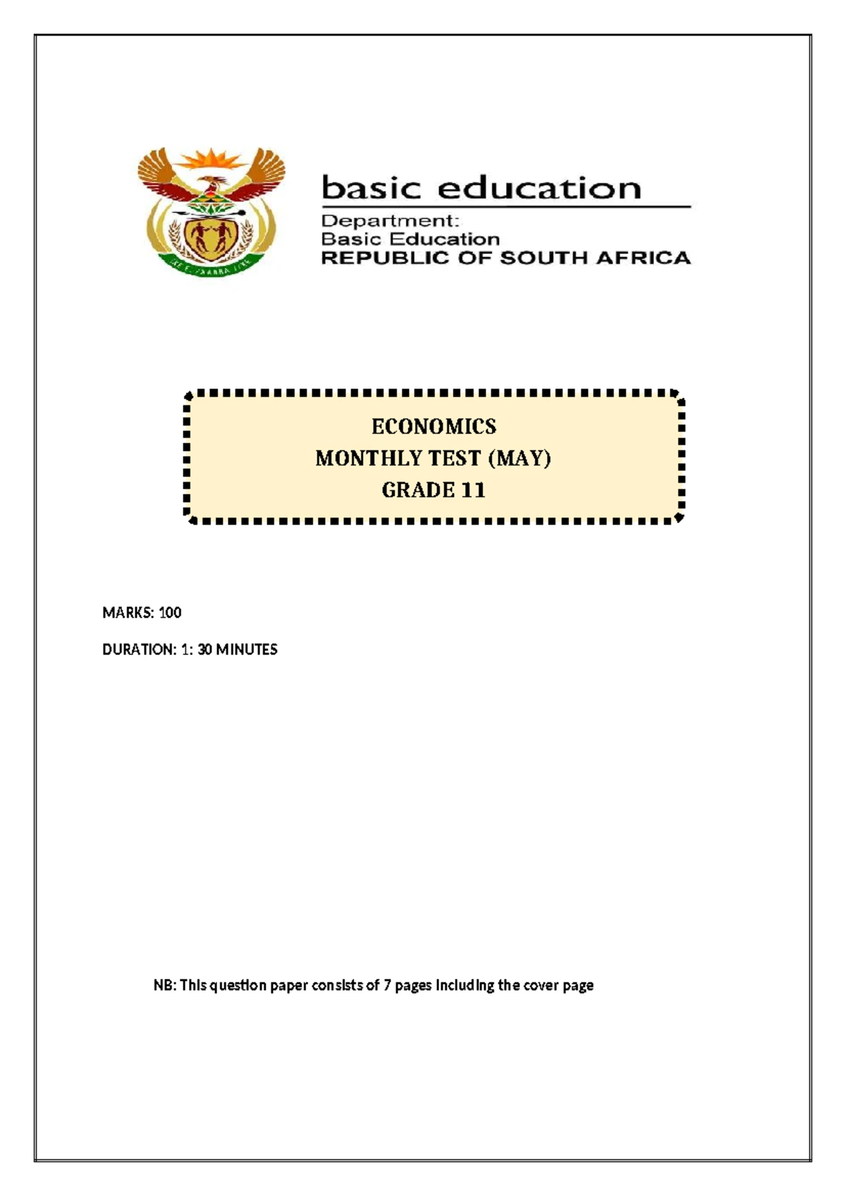 EC Economics Grade 12 June 2023 P1 Exam Paper and Memo - Studocu