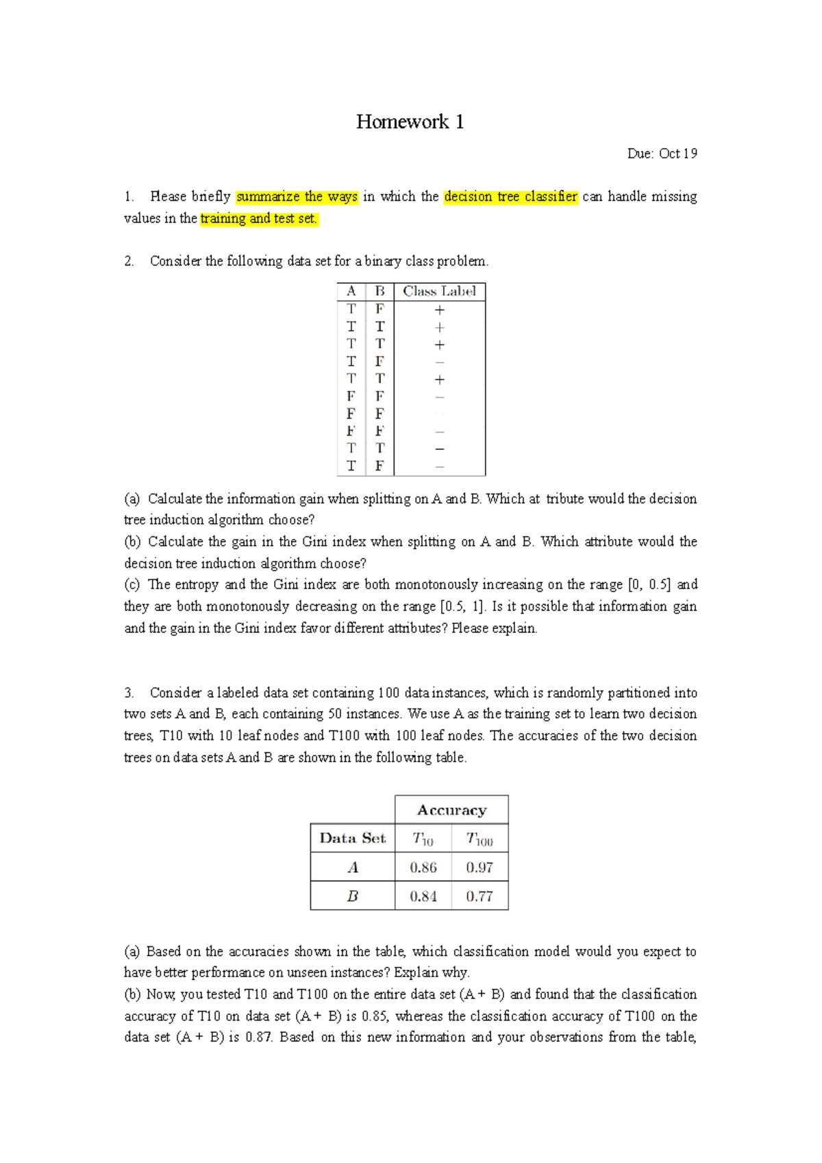 Decision Tree Classifier - Homework 1: Handling Missing Values & Models ...