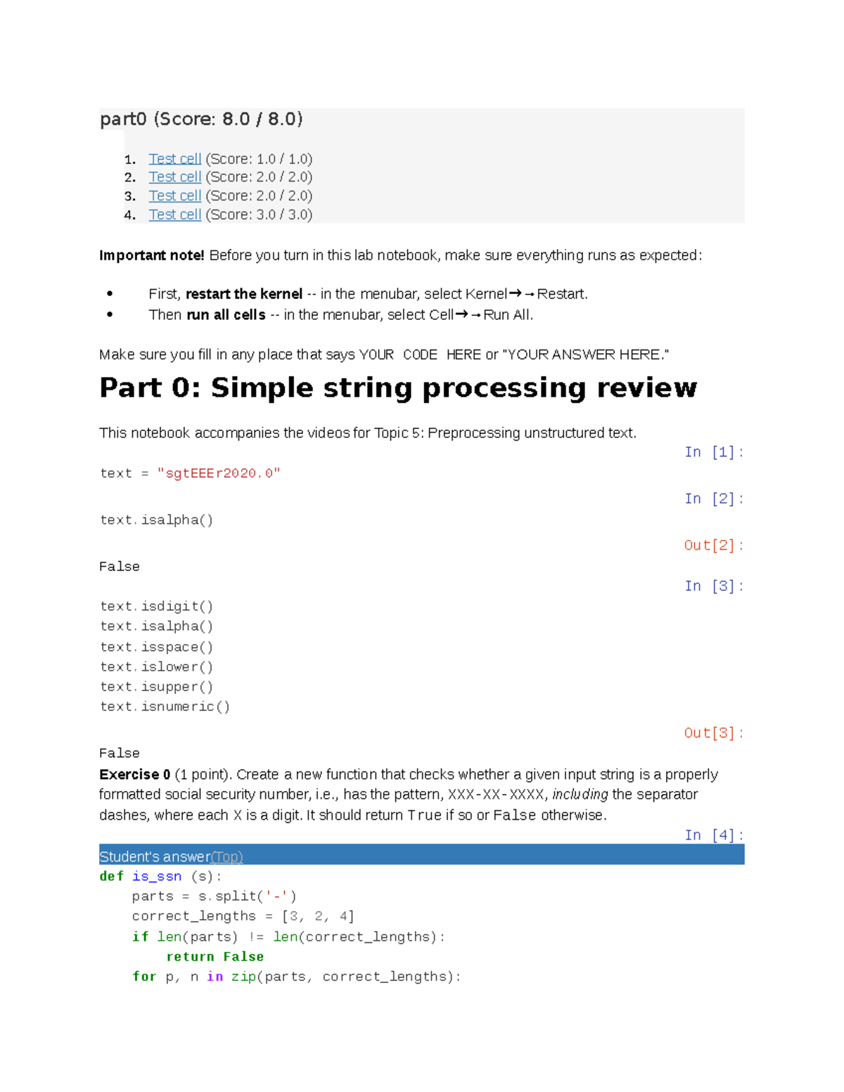 Notebook 5: Sample Solutions for Text Processing Exercises - Studocu