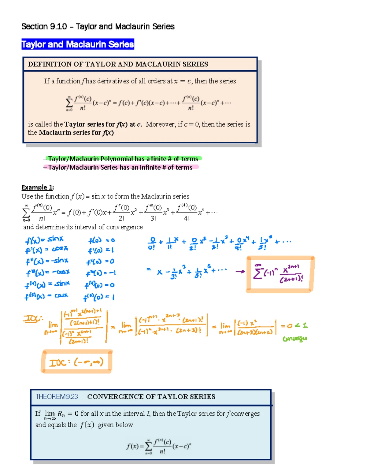 Calculus II hw - All the mylab and written hw solutions - 09