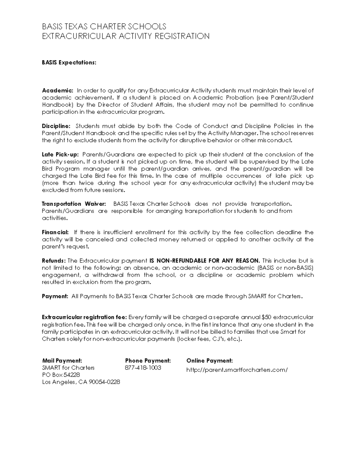 BASIS TX Extracurricular Activity Registration Guidelines - Studocu