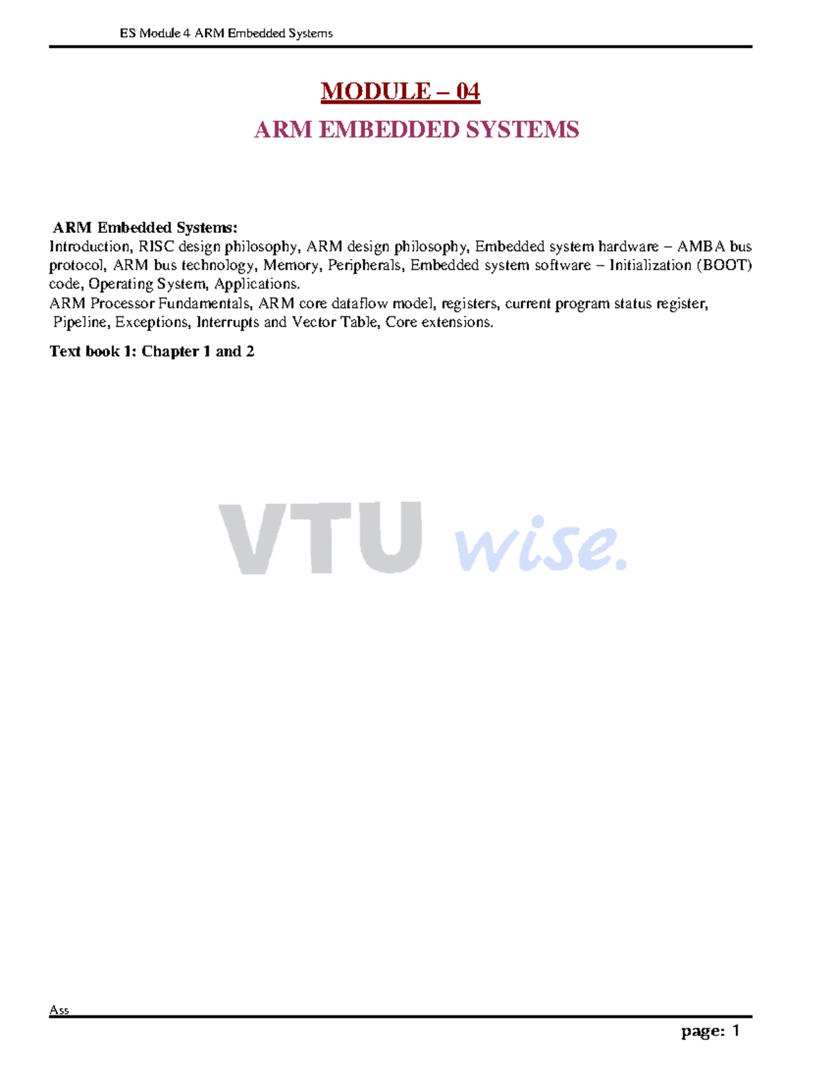 ESD Module 4: ARM Embedded Systems Overview and Key Concepts - Studocu
