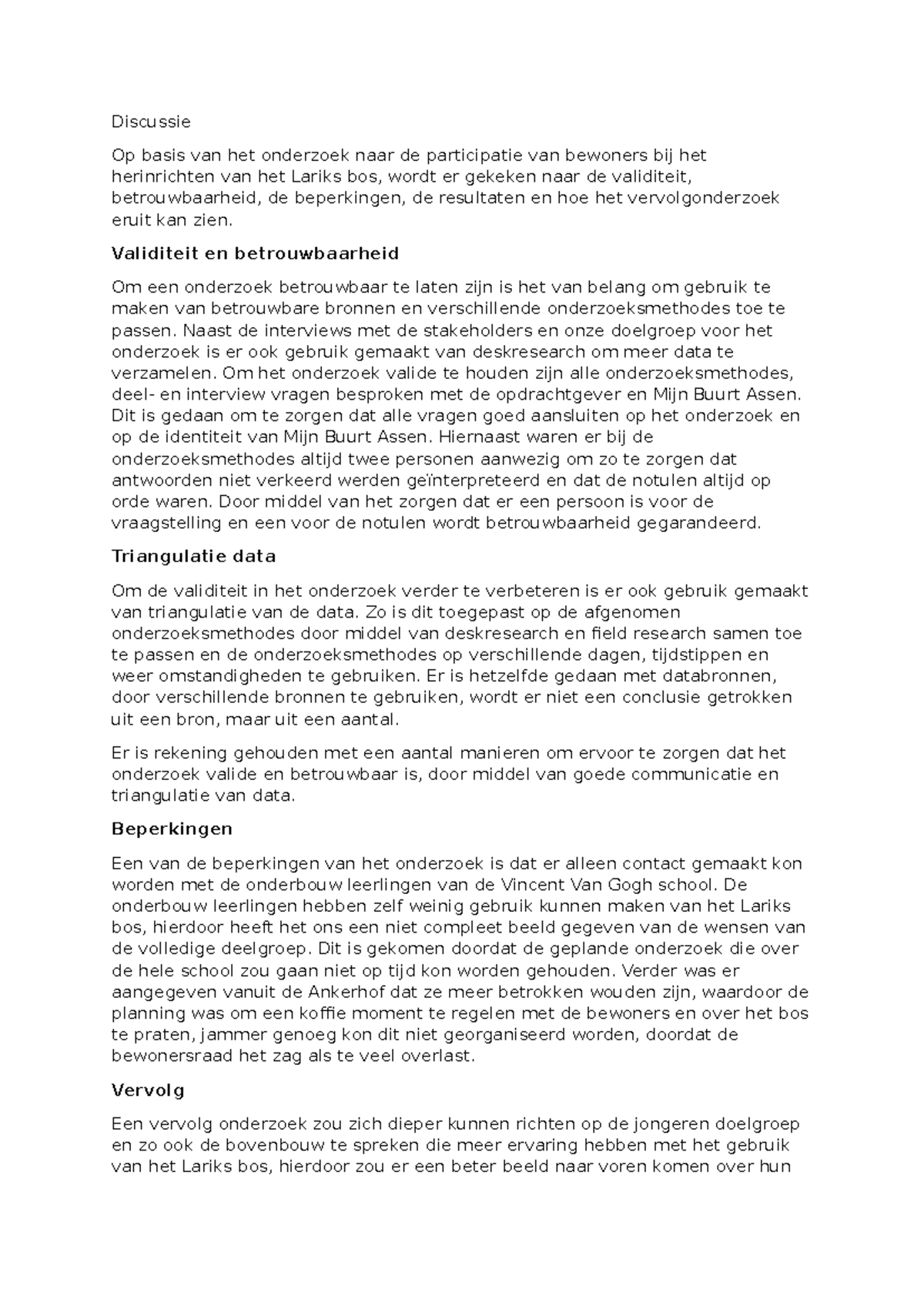 Discussie Voorbeeld: Validiteit, Betrouwbaarheid en Beperkingen ...