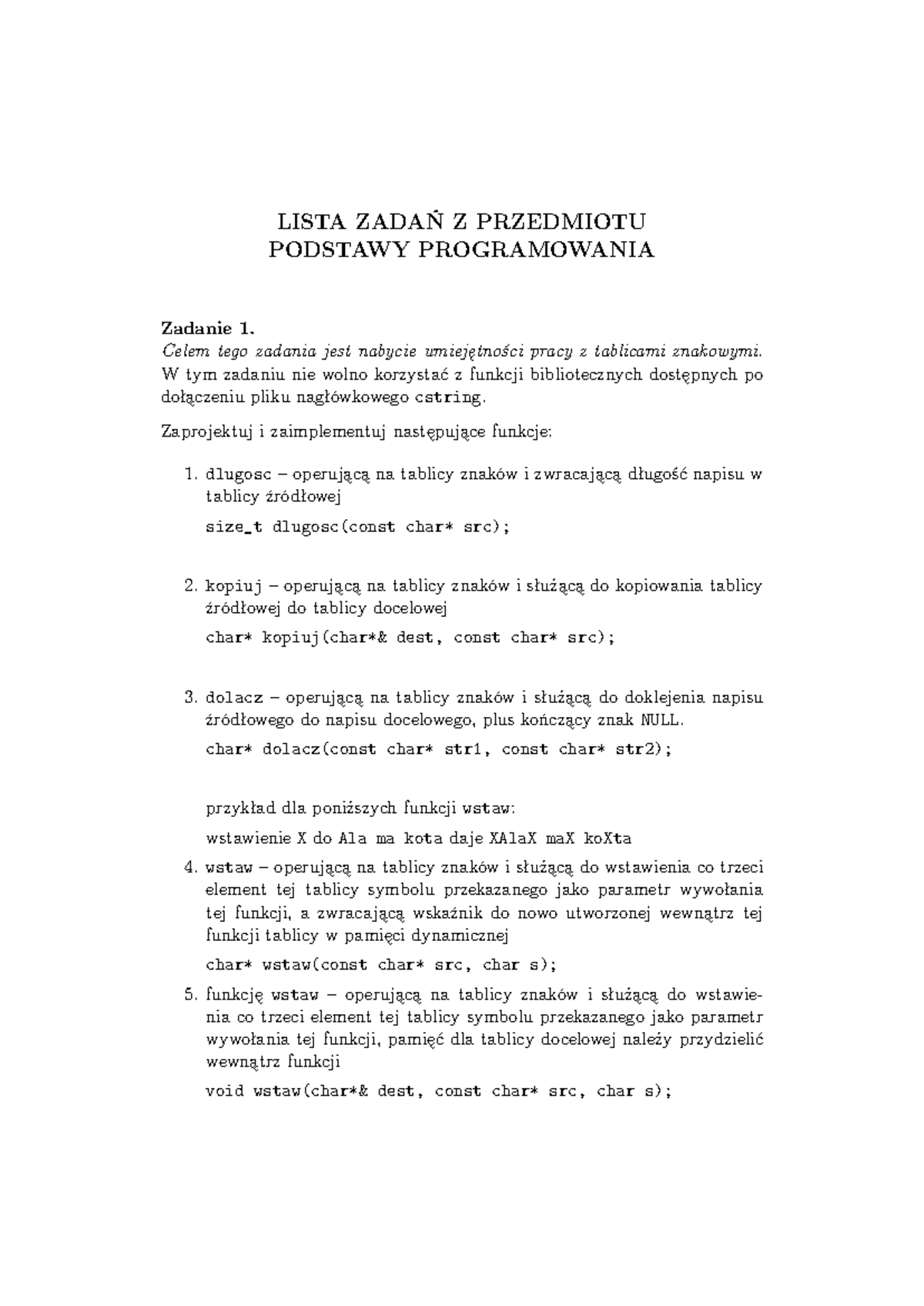 ZADANIA Z PRZEDMIOTU PODSTAWY PROGRAMOWANIA - LISTA 04 (2023/2024 ...