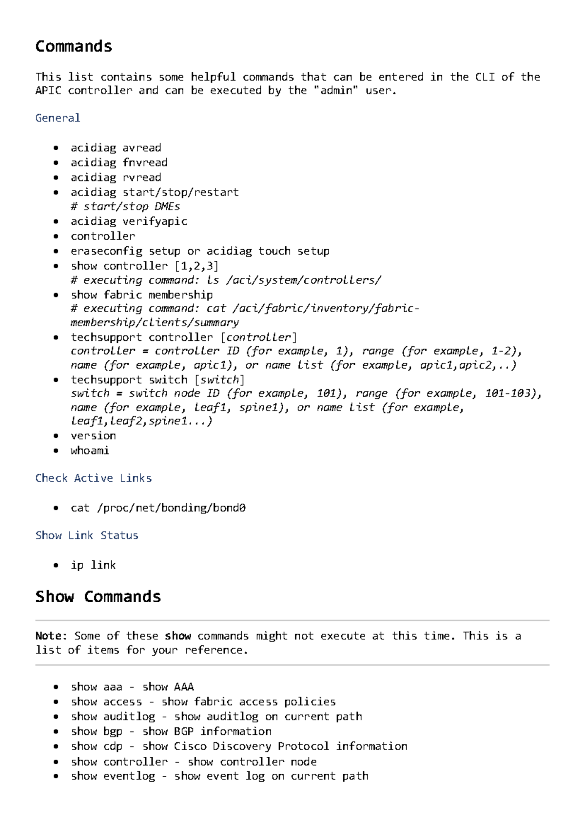 550612174 ACI Fabric CLI Commands for Troubleshooting - Studocu