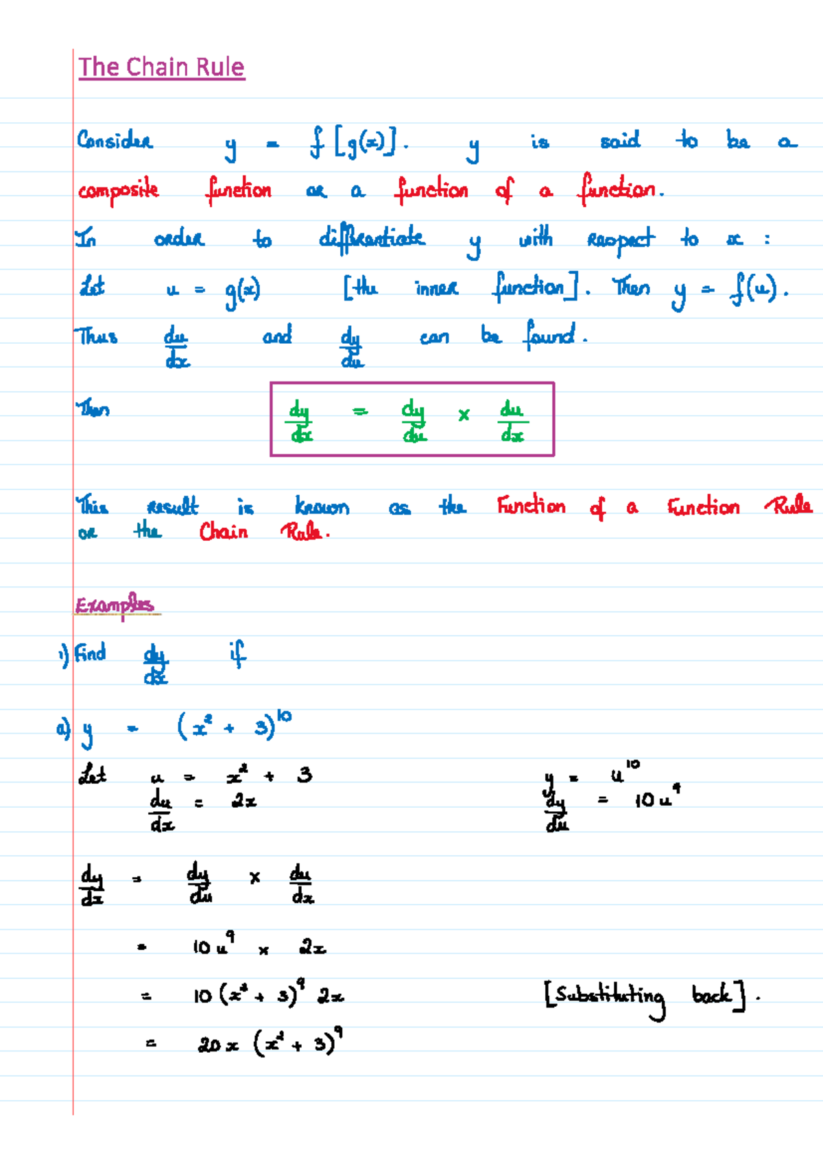 #05 Chain Rule - Math Lecture Notes on Derivatives - Studocu