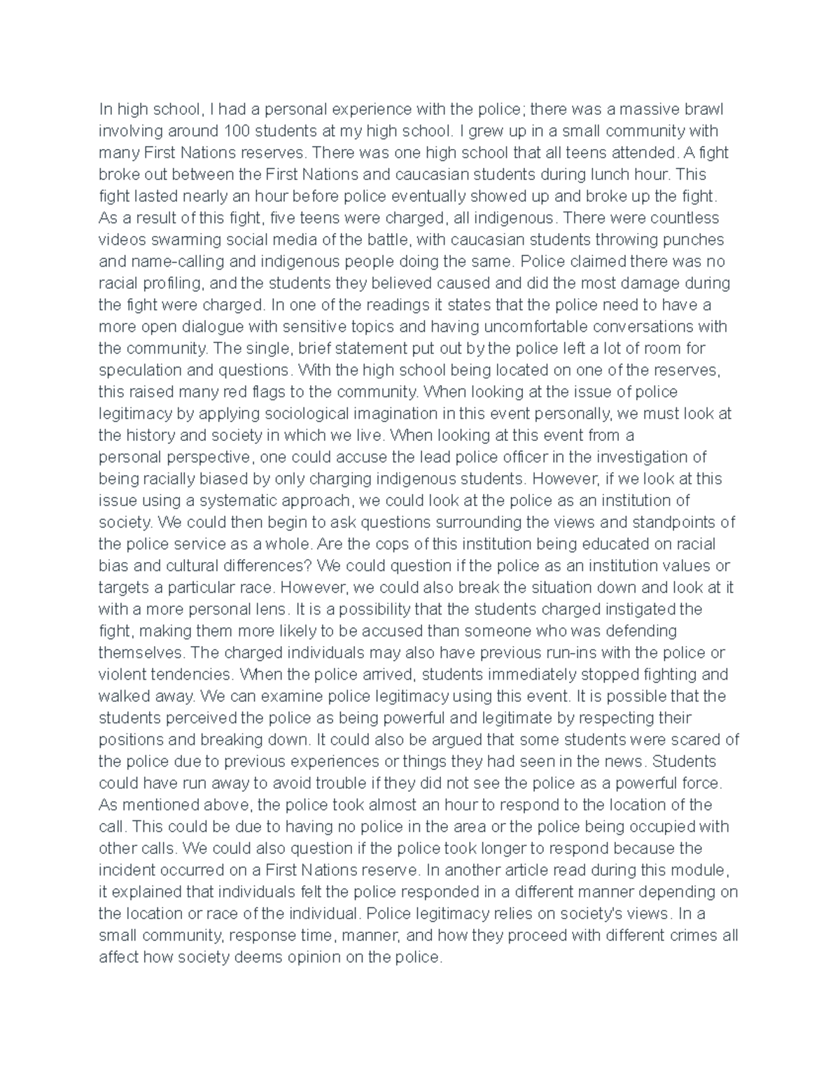 Police and Society Reflection: Module 1 Insights on Legitimacy - Studocu