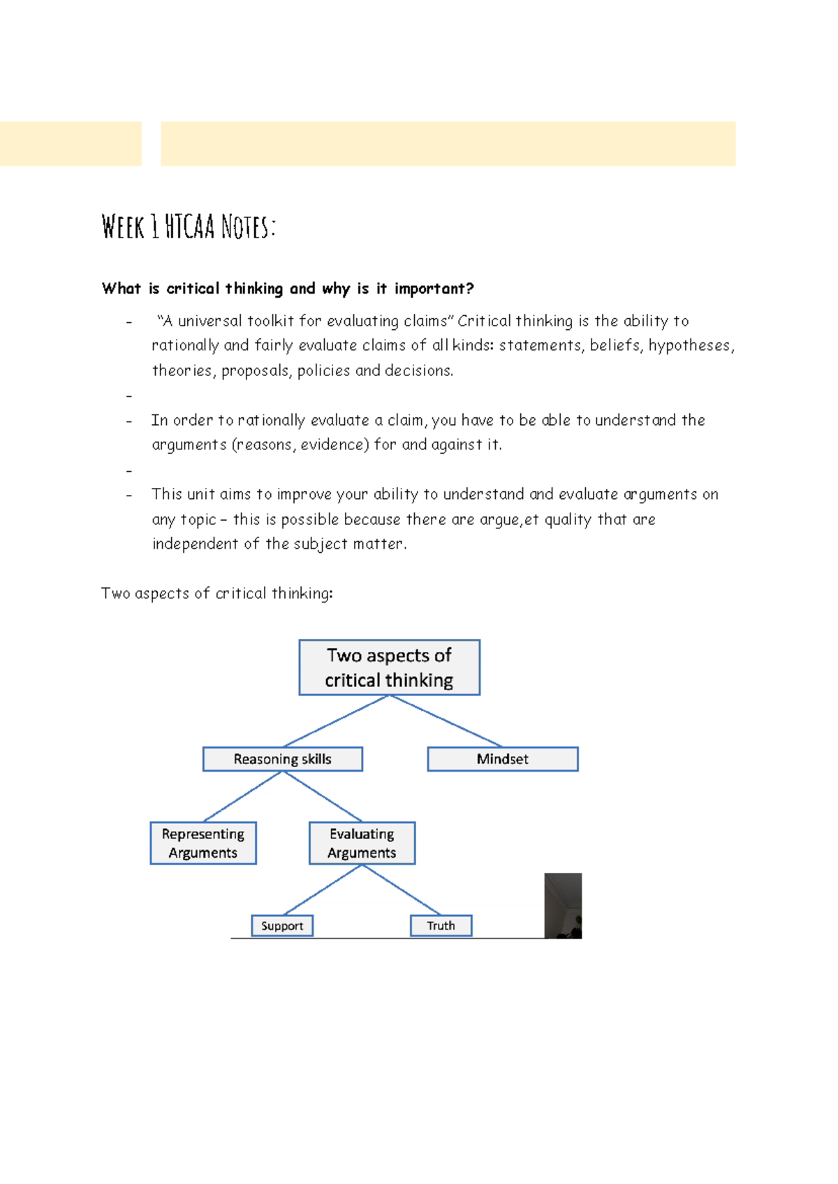 ATS2946 Week 1 Critical Thinking & Argument Evaluation Notes - Studocu