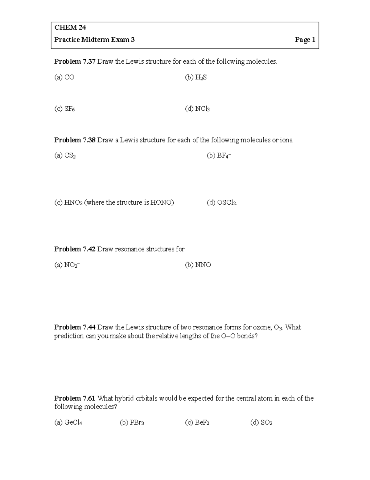 Chem24 2022 Spring Midterm 3 Practice Exam Solutions - Studocu