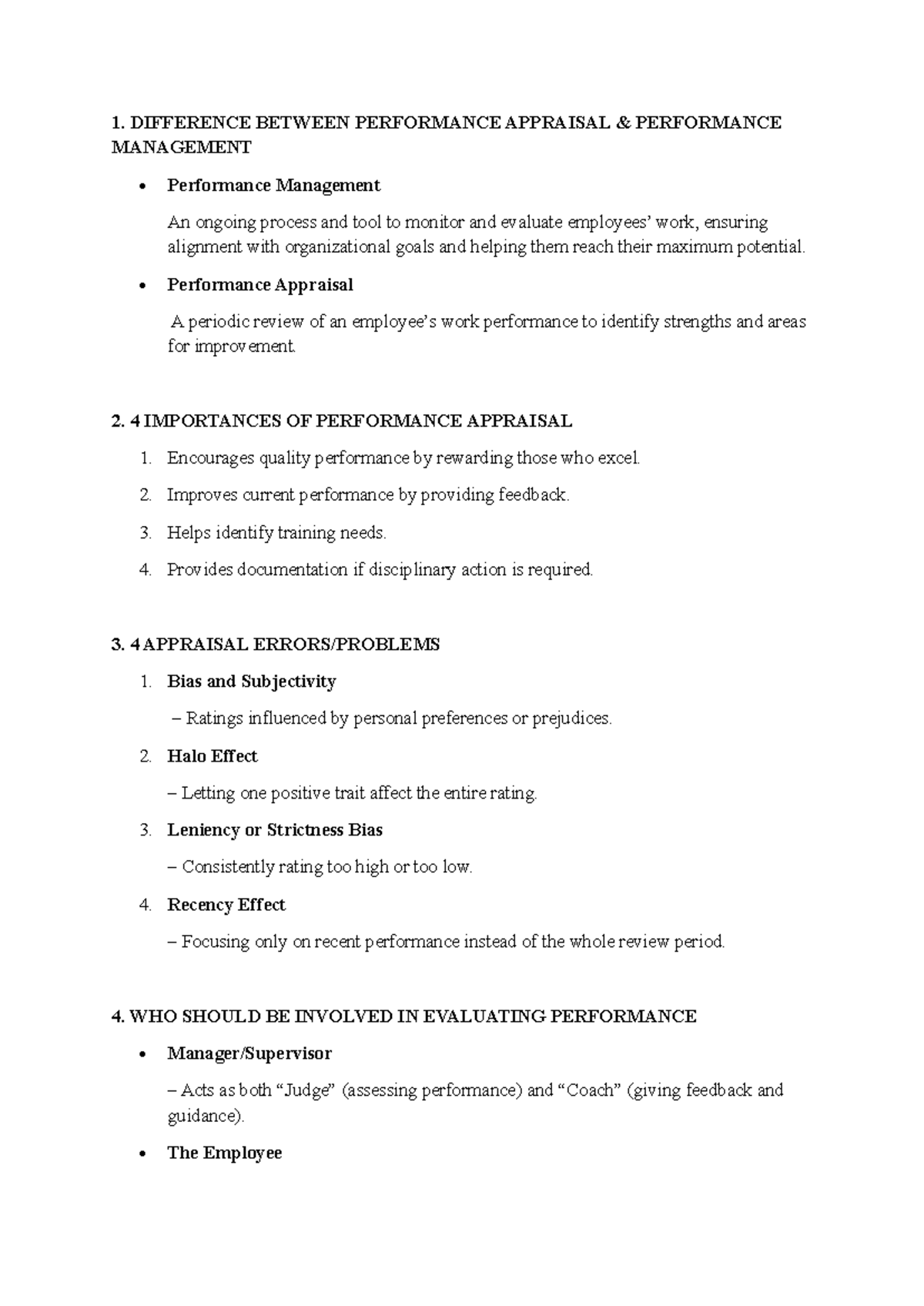 Performance Appraisal vs. Performance Management: Key Insights - Studocu