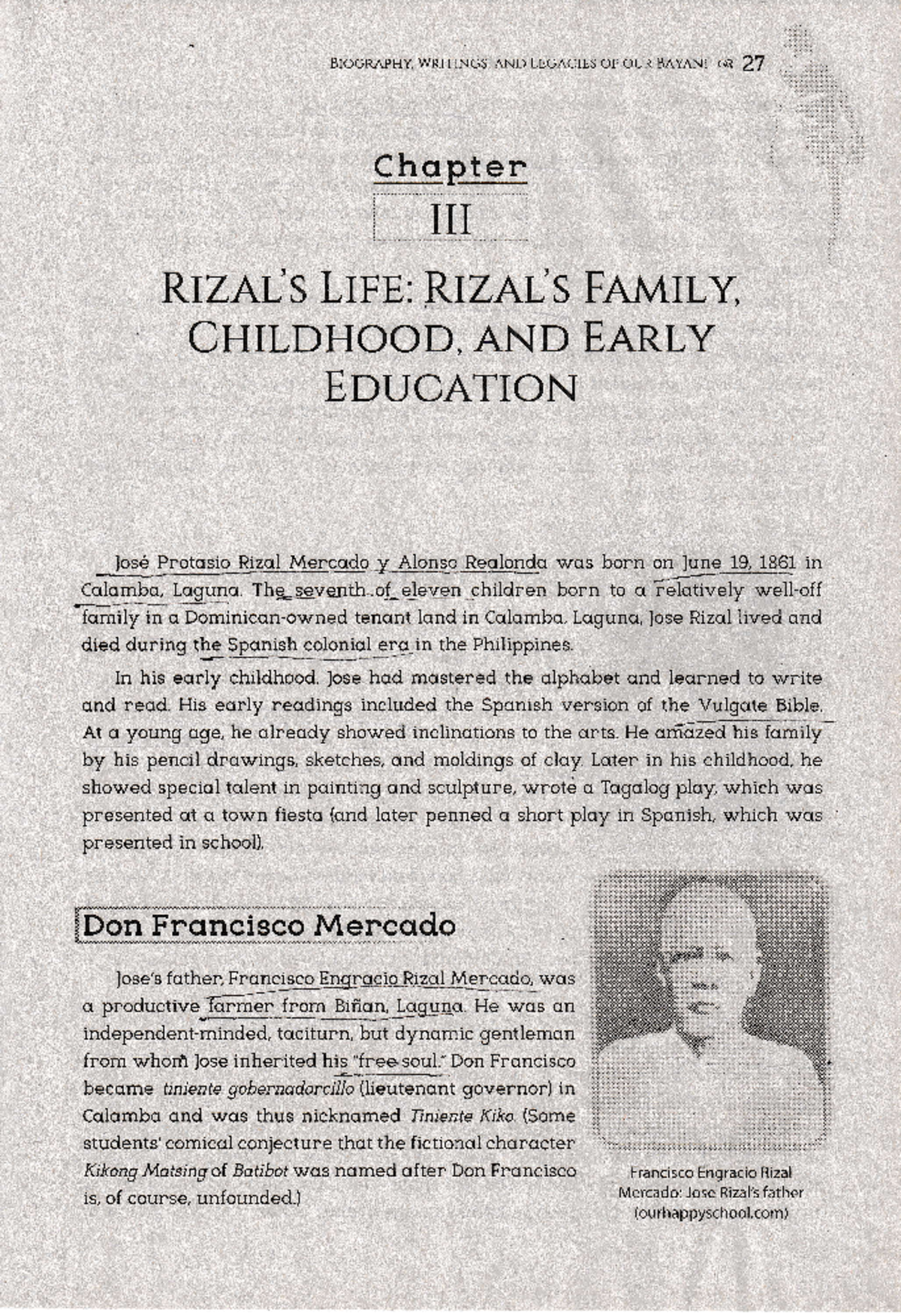 Chapter 3 - The Early Life and Education of Jose Rizal (CS 27) - Studocu
