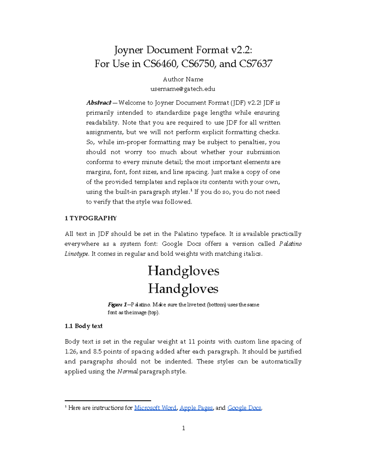 Joyner Document Format (JDF) v2.2 Guidelines for CS6460, CS6750, CS7637 ...