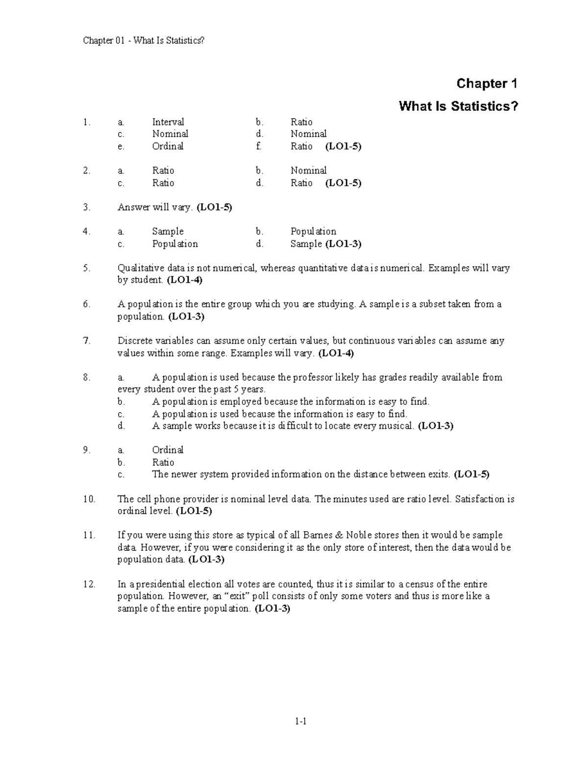 Lind 18e SM Chapter 1 - Statistics Concepts and Answers - Studocu
