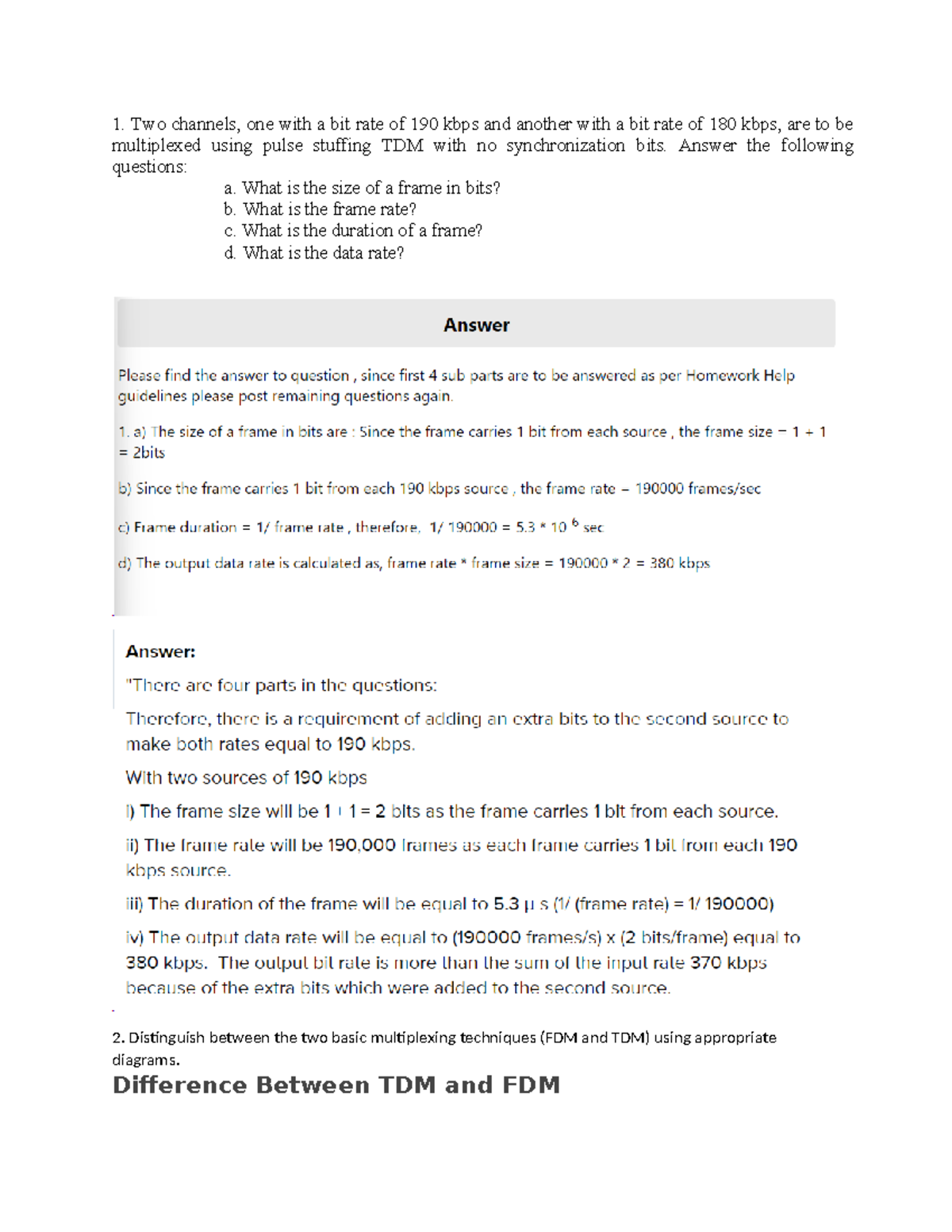 320 Chapter 6: TDM vs FDM Multiplexing Techniques and Calculations ...