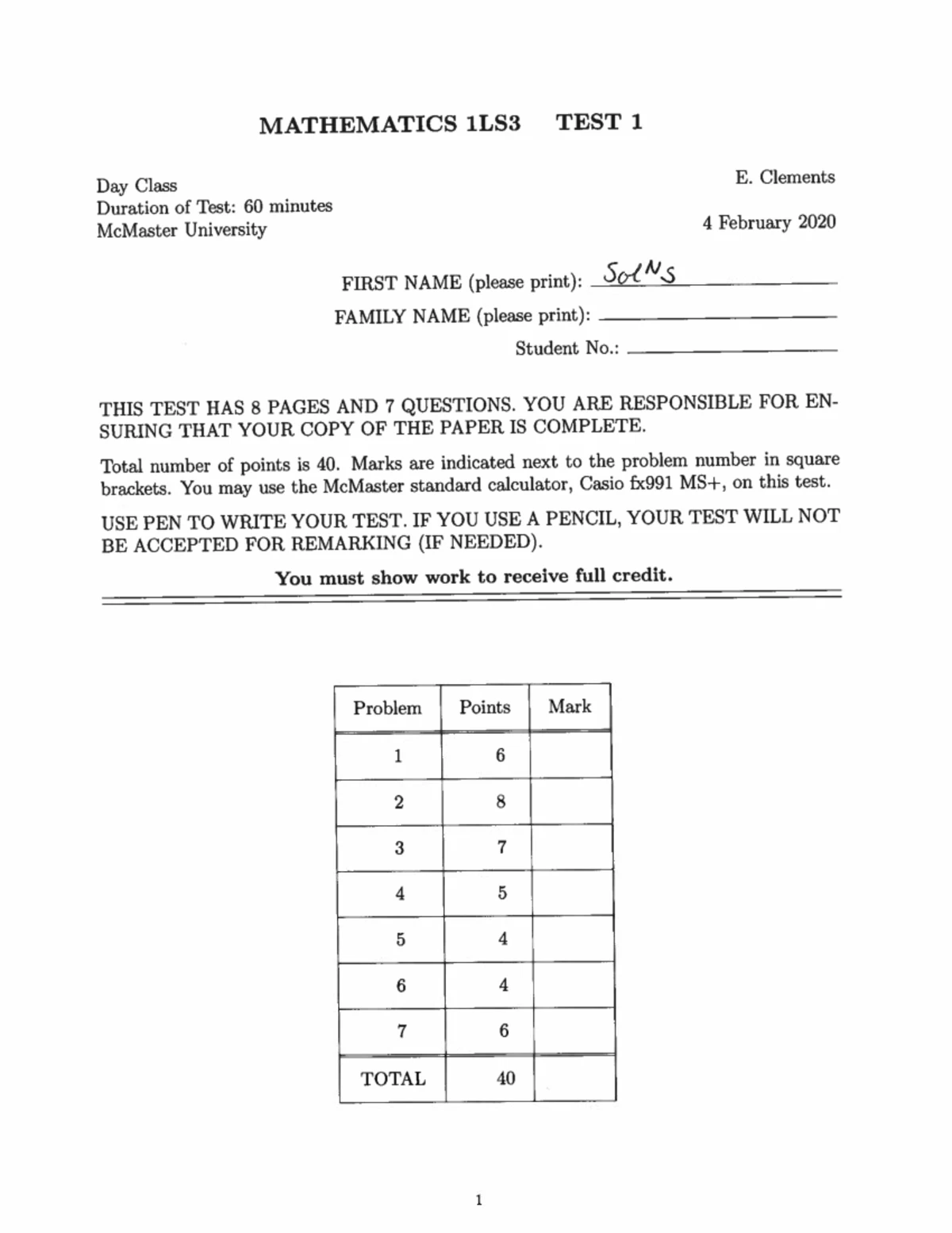 MATH 1LS3 Fall 2024 - Test 3 Study Notes and Key Concepts - Studocu