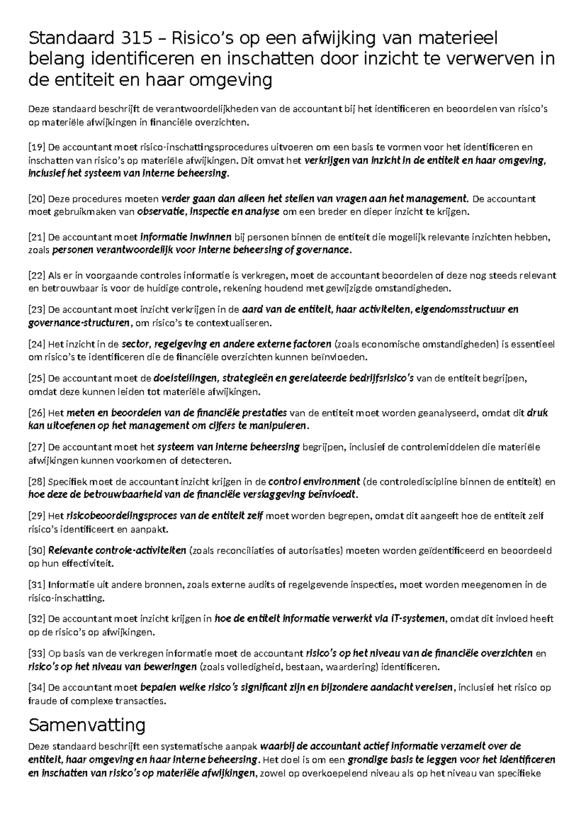 Standaard 315 – Identificeren en inschatten van materiële afwijkingen ...
