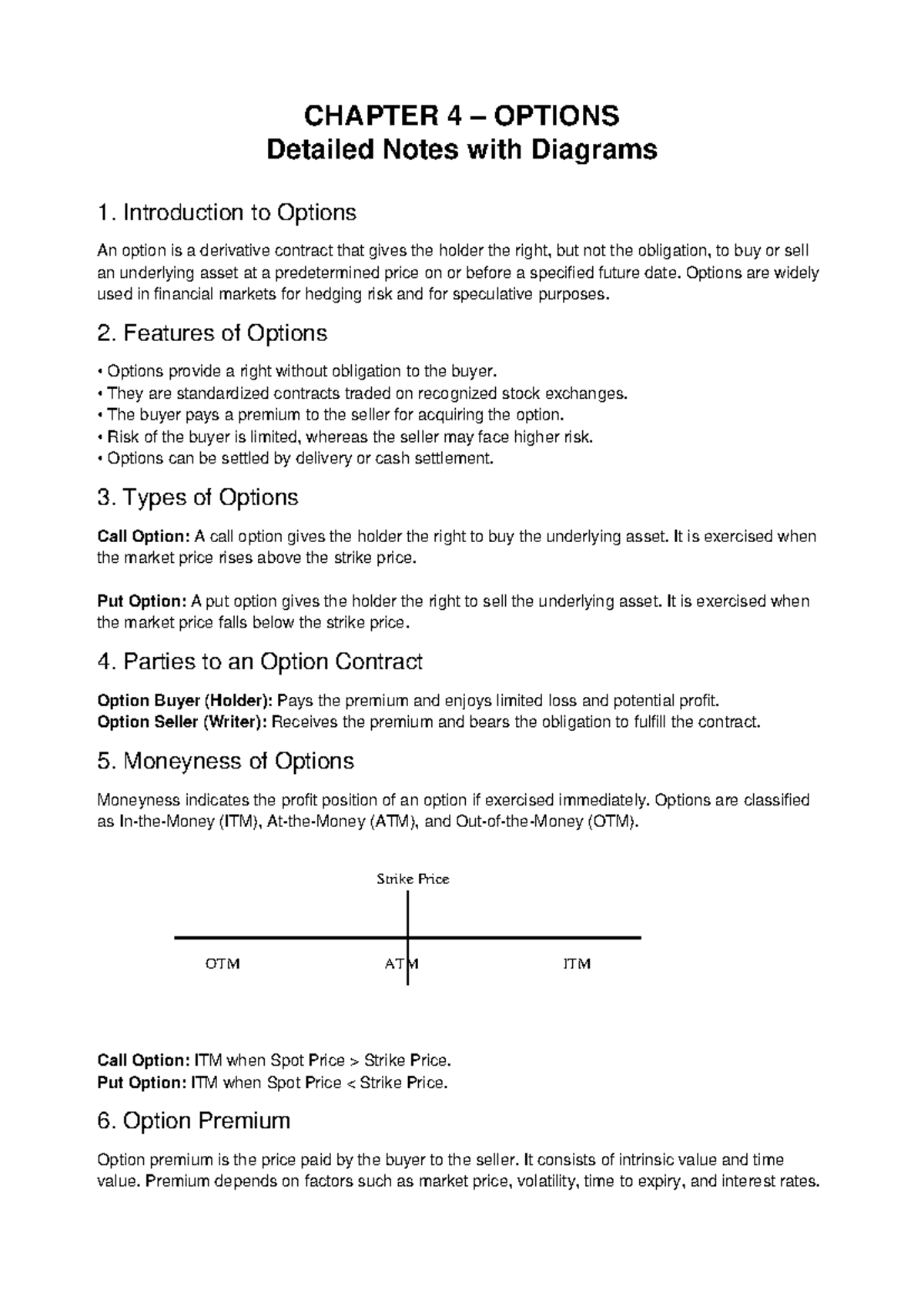 CHAPTER 4: OPTIONS Detailed Notes & Diagrams for Financial Markets ...