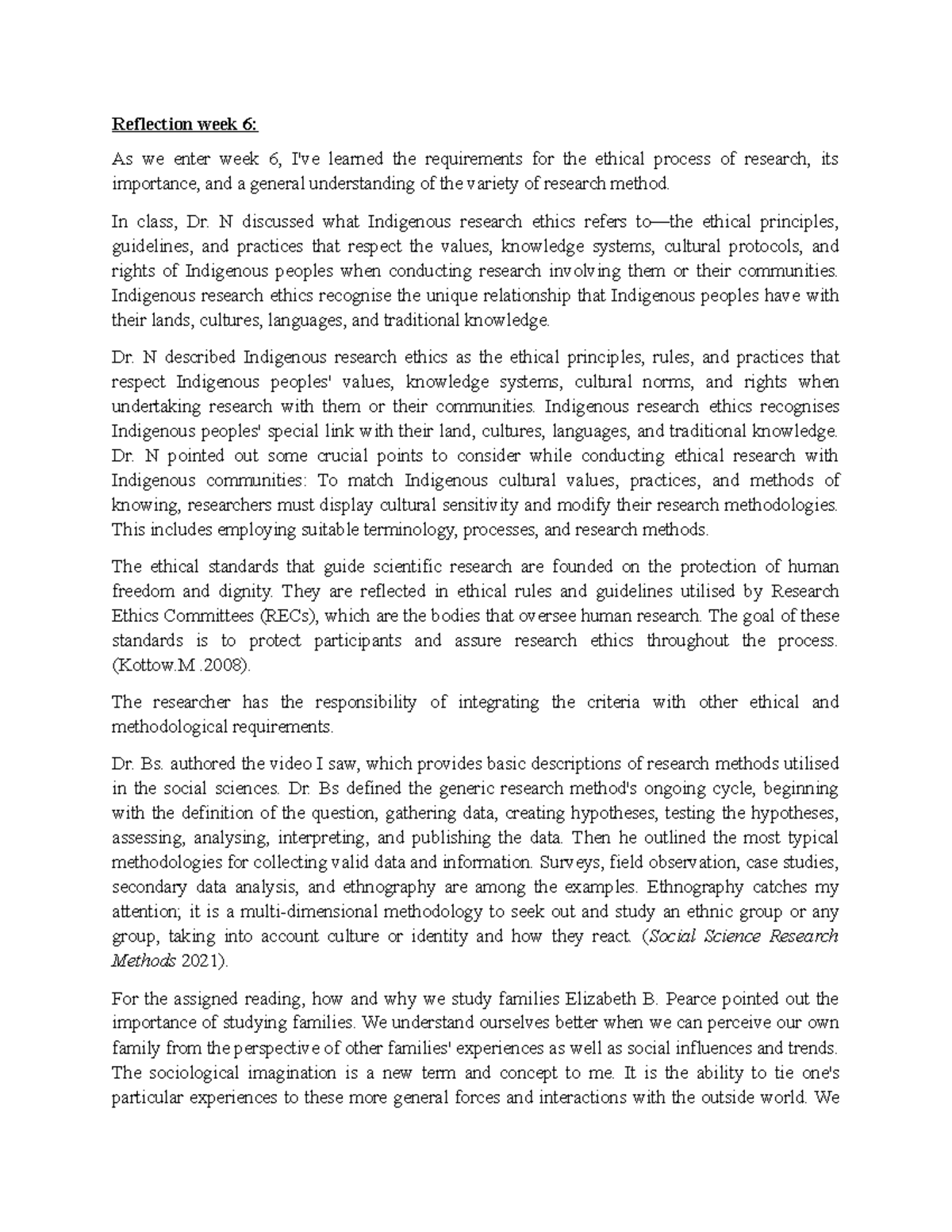 Reflection 6: Understanding Indigenous Research Ethics and Methods ...
