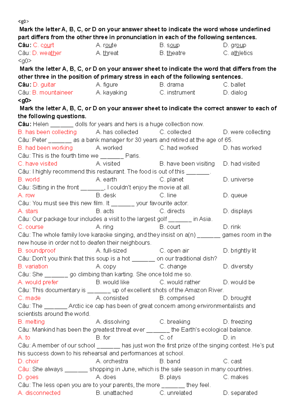 UNIT 2-2: Listening and Speaking Practice Exercises 2006 - Studocu