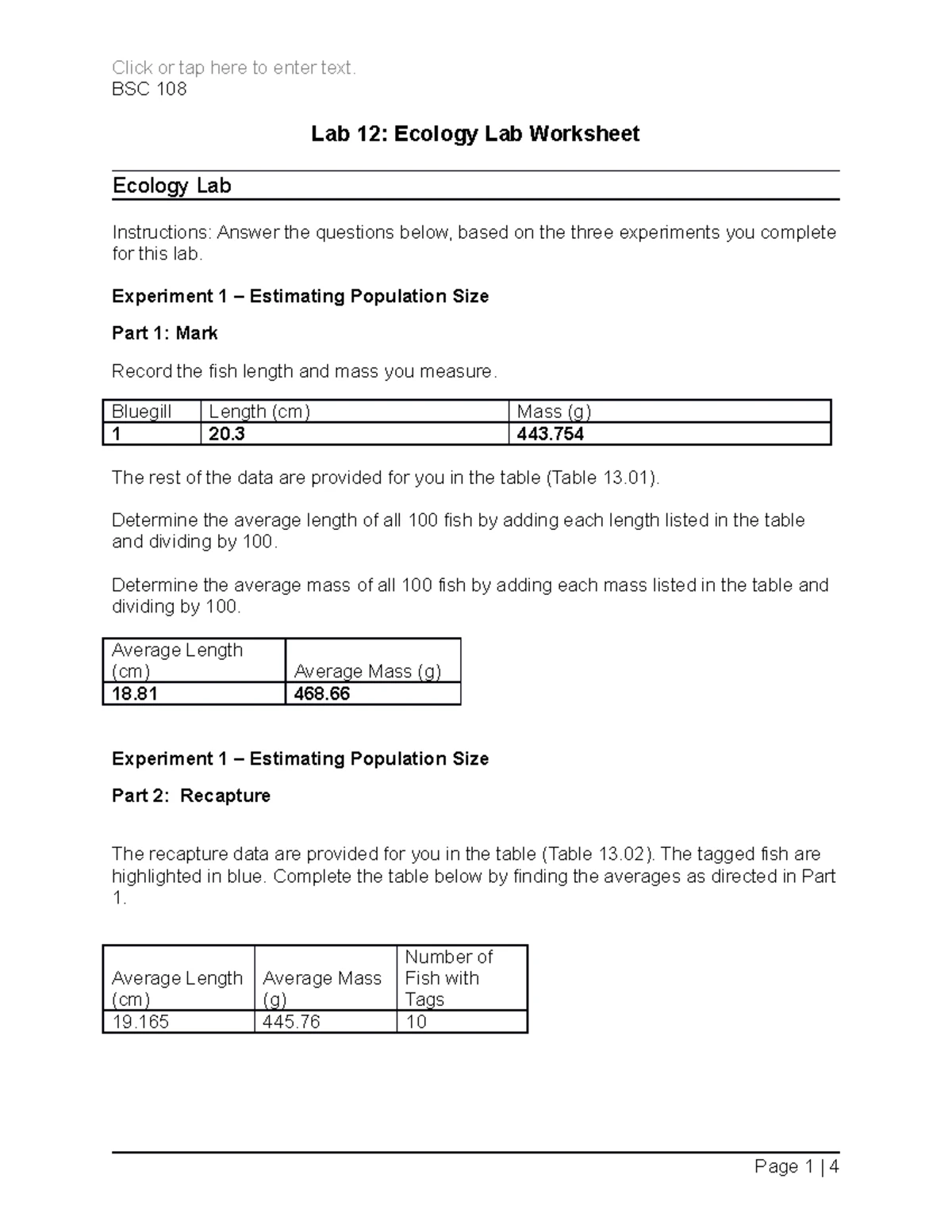 BSC 108 Lab 10 Biology PCR & Gel Electrophoresis Worksheet - Studocu