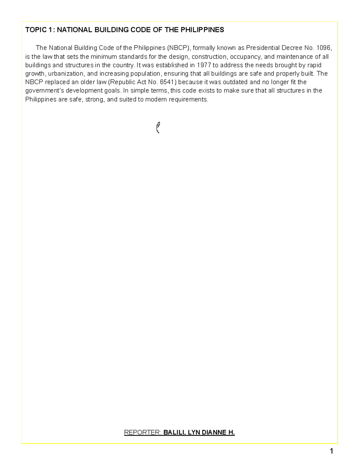 Topic 1: National Building Code of the Philippines (NBCP) Overview ...