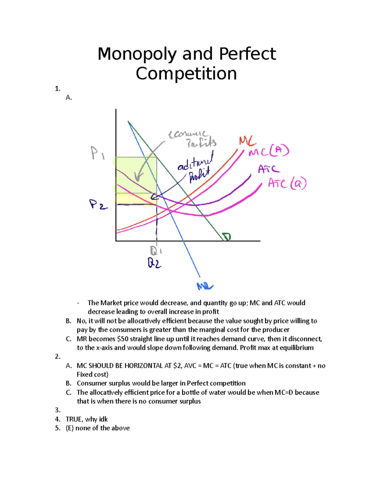 Assignment 7 - monopoly and perfect competition - Monopoly and Perfect ...