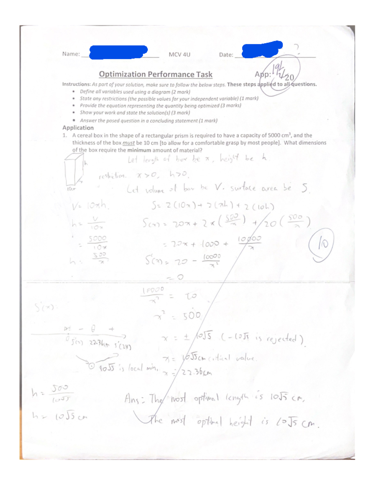 G12 Calc Optimization - Test Study Guide - Studocu