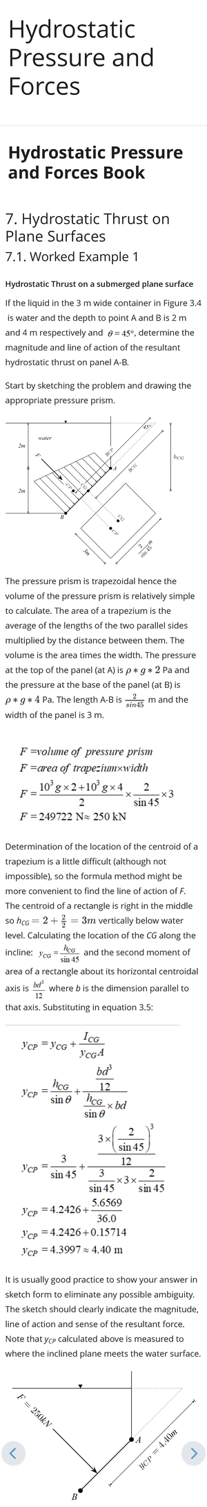 7.3 Hydro example - For environment analysis - 7. Hydrostatic Thrust on ...