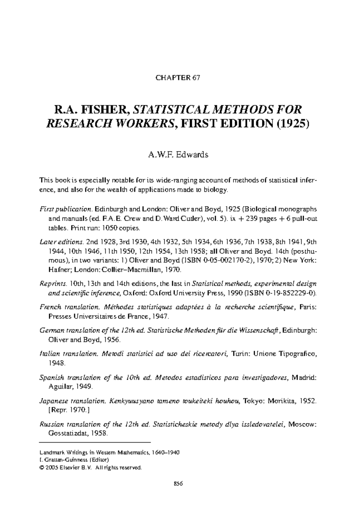 Chapter 67: R.A. Fisher's Statistical Methods for Research Workers ...