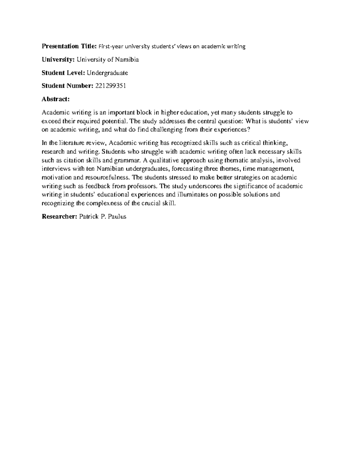 First-Year Undergrads’ Perspectives on Academic Writing at UNAM - Studocu