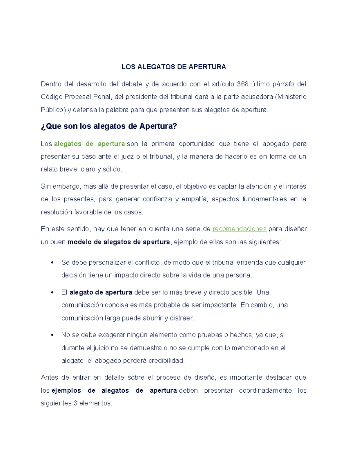 LOS Alegatos de Apertura en el Proceso Penal: Claves para el Éxito ...
