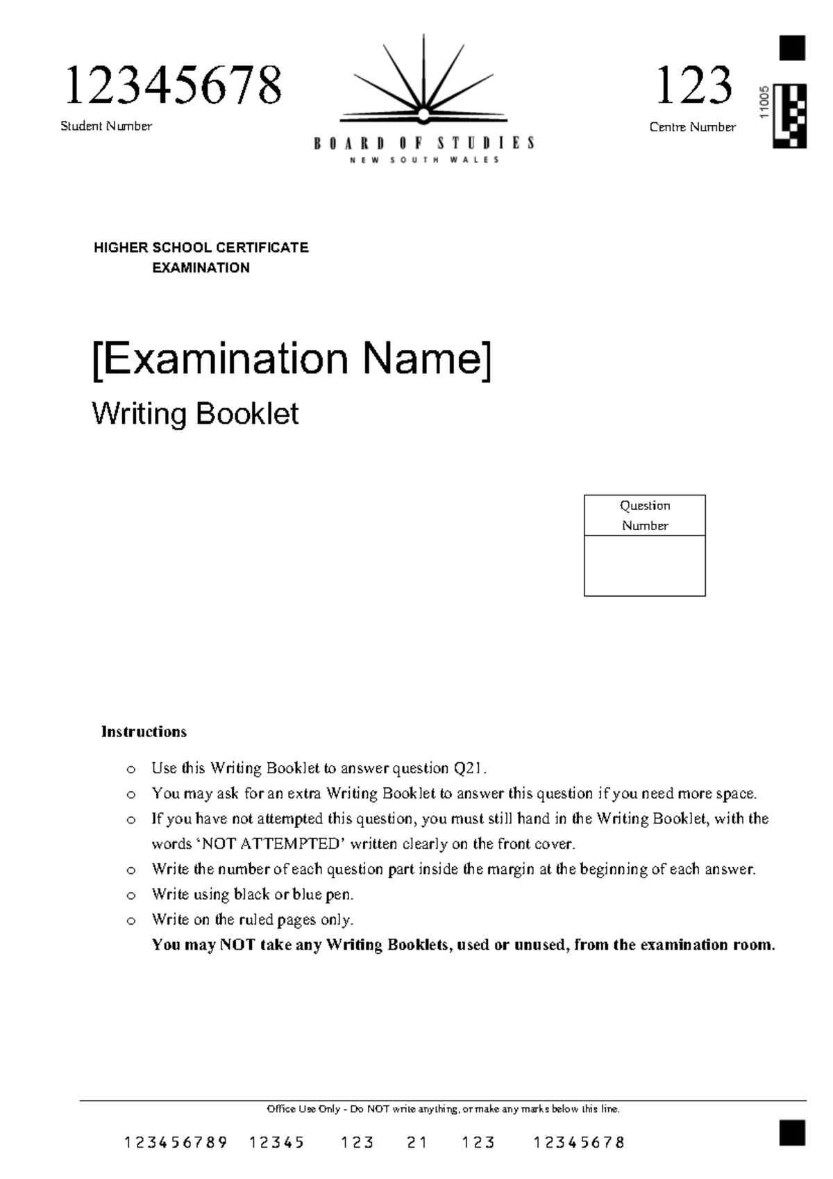 HSC Writing Booklet for Examination - Instructions and Guidelines - Studocu